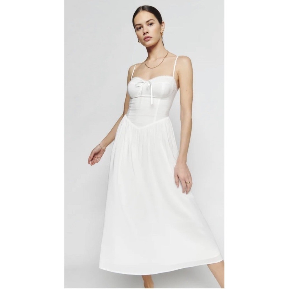 Reformation Allure White Dress Women's Size 0 Cottagecore Coquette Milkmaid